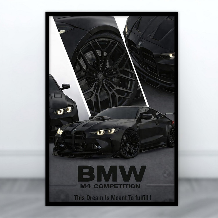 تابلو بکلیت طرح ماشین BMW M4 مدل B-S10690 فریم مشکی