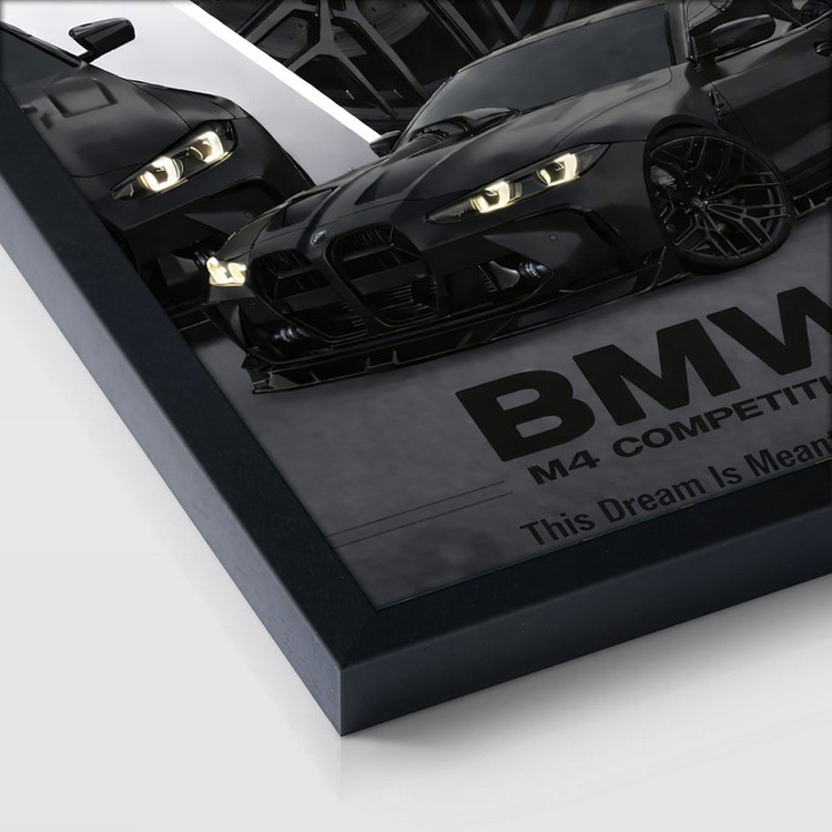 تابلو بکلیت طرح ماشین BMW M4 مدل B-S10690 فریم مشکی