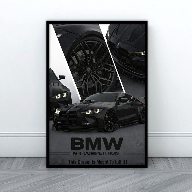 تابلو بکلیت طرح ماشین BMW M4 مدل B-S10690 فریم مشکی