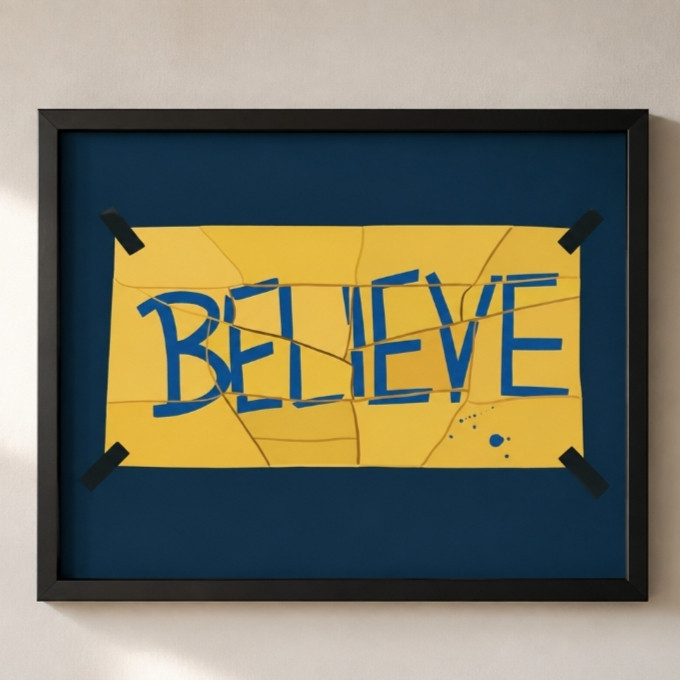 تابلو طرح Believe تد لاسو مدل 1368 فریم مشکی