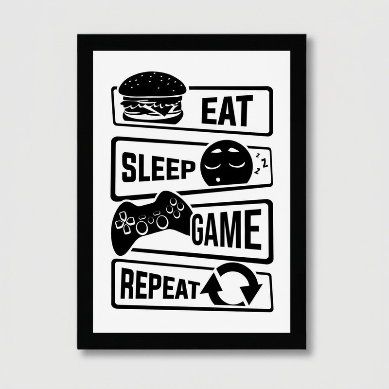 تابلو دیواری مدل گیمینگ طرح  Eat Sleep Game Repeat کد FD290