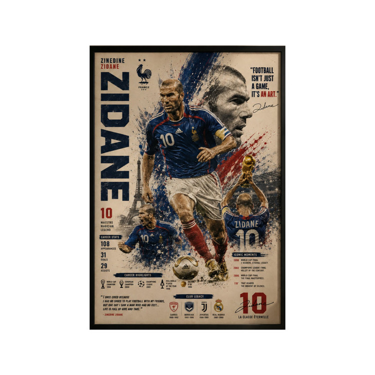 تابلو طرح زیدان Zidane مدل 1352 فریم مشکی