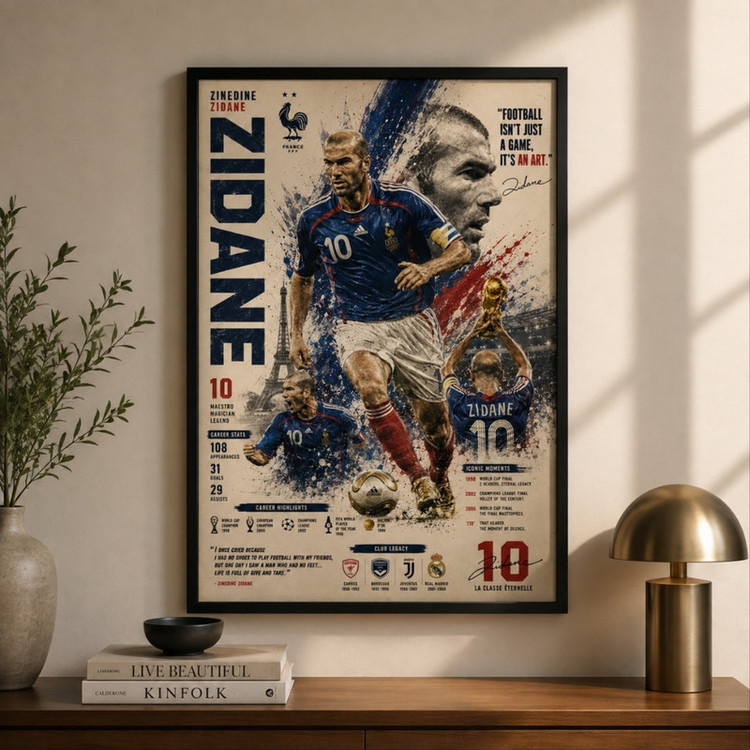 تابلو طرح زیدان Zidane مدل 1352 فریم مشکی