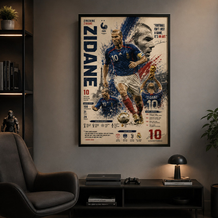 تابلو طرح زیدان Zidane مدل 1352 فریم مشکی