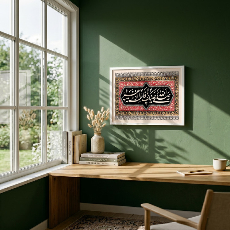 تابلو طرح صلی الله علیک یا فاطمه الزهراء مدل G14458 فریم سفید