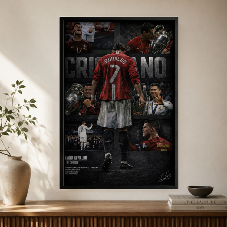 تابلو طرح کریستیانو رونالدو Ronaldo مدل 1357 فریم مشکی