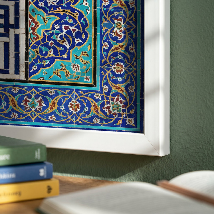 تابلو طرح کاشی کاری آیت الکرسی مدل G15370 فریم سفید
