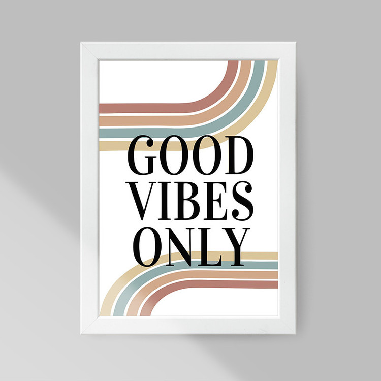 تابلو صبا طرح مدل مینیمال Good Vibes only کد S2922bw