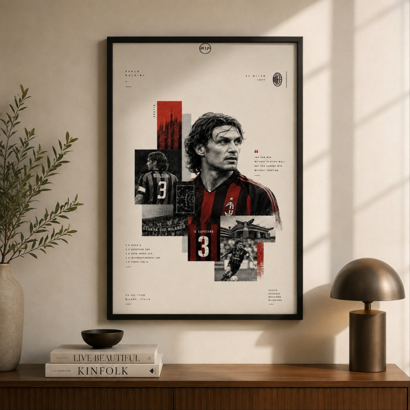 تابلو طرح پائولو مالدینی Maldini مدل 1350 فریم مشکی