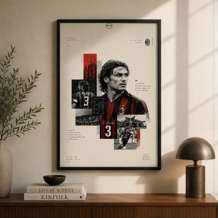 تابلو طرح پائولو مالدینی Maldini مدل 1350 فریم مشکی