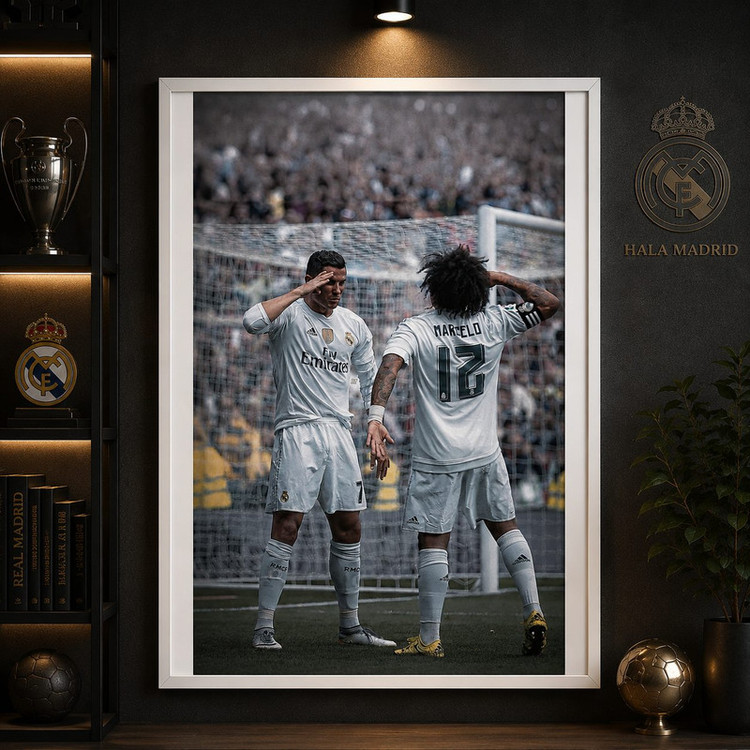 تابلو طرح رونالدو مدل رئال مادرید کد RM111 فریم سفید