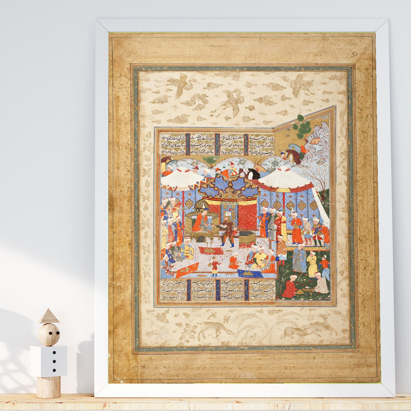 تابلو طرح نگارگری شاهنامه مدل G00611 فریم سفید