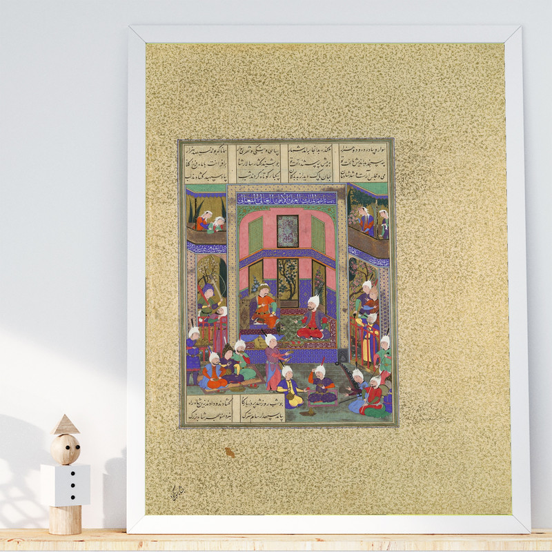 تابلو طرح نگارگری شاهنامه مدل G01120 فریم سفید