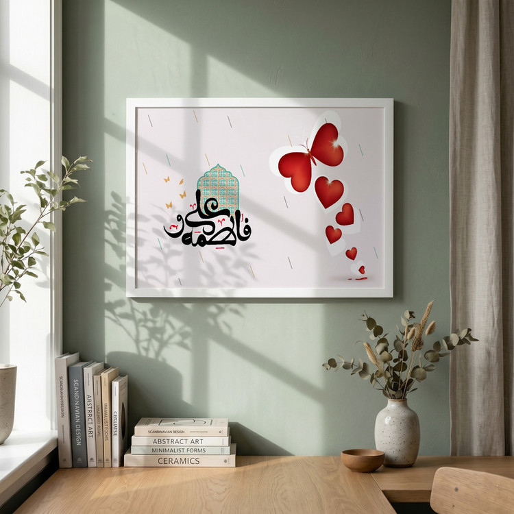 تابلو طرح علی (ع) و فاطمه (س) مدل G14467 فریم سفید