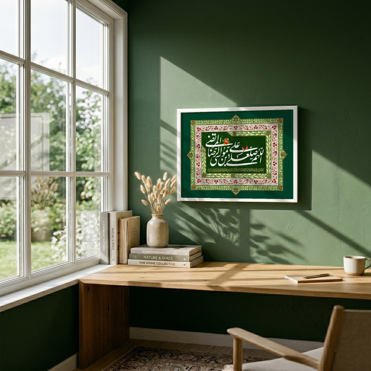 تابلو طرح ولادت امام رضا (ع) مدل G15050 فریم سفید