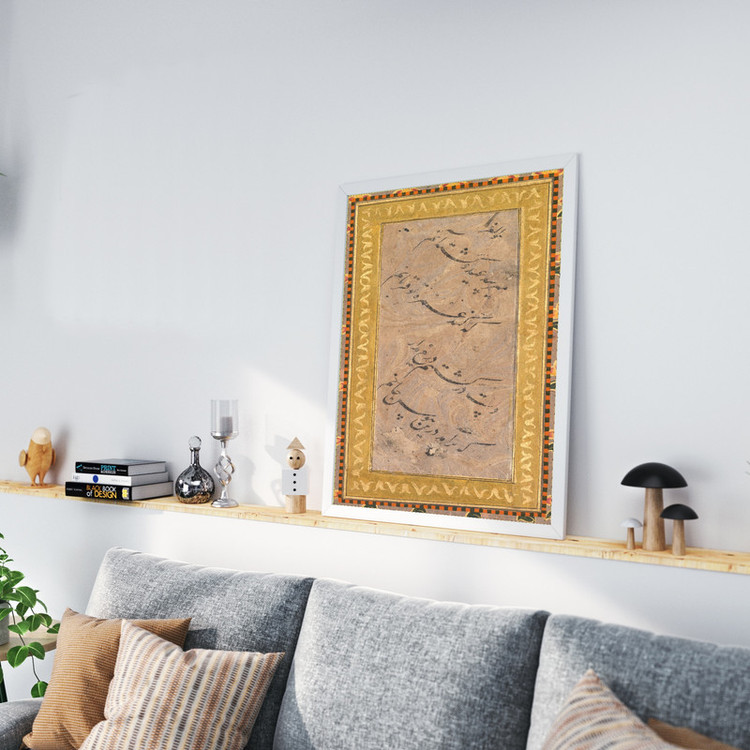 تابلو طرح خطاطی مغل مدل G01892 فریم سفید