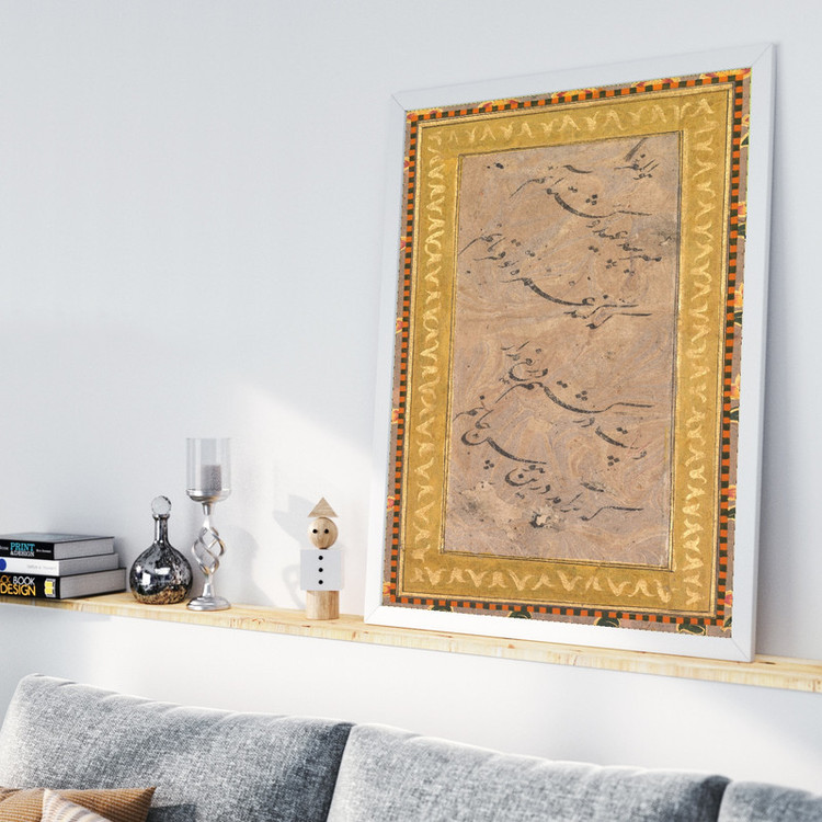 تابلو طرح خطاطی مغل مدل G01892 فریم سفید