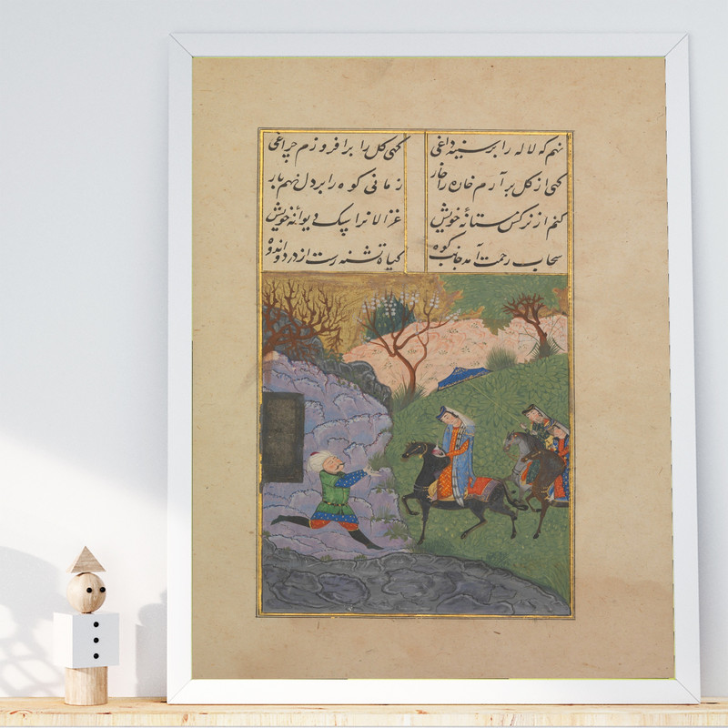 تابلو طرح نگاره سنتی مدل G00977 فریم سفید