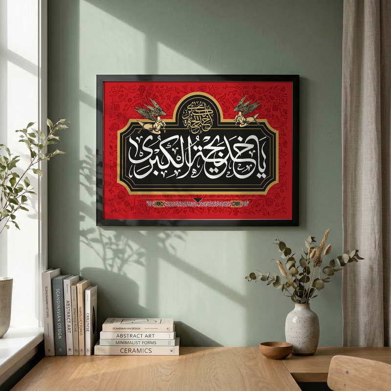 تابلو طرح وفات حضرت خدیجه (س) مدل G14901 فریم مشکی