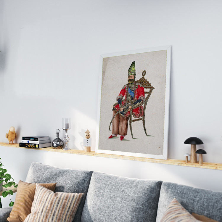 تابلو طرح نگارگری قاجاری مدل G02146 فریم سفید