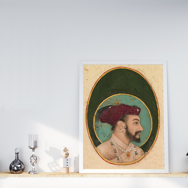 تابلو طرح نگارگری شاه جهان مدل G01605 فریم سفید