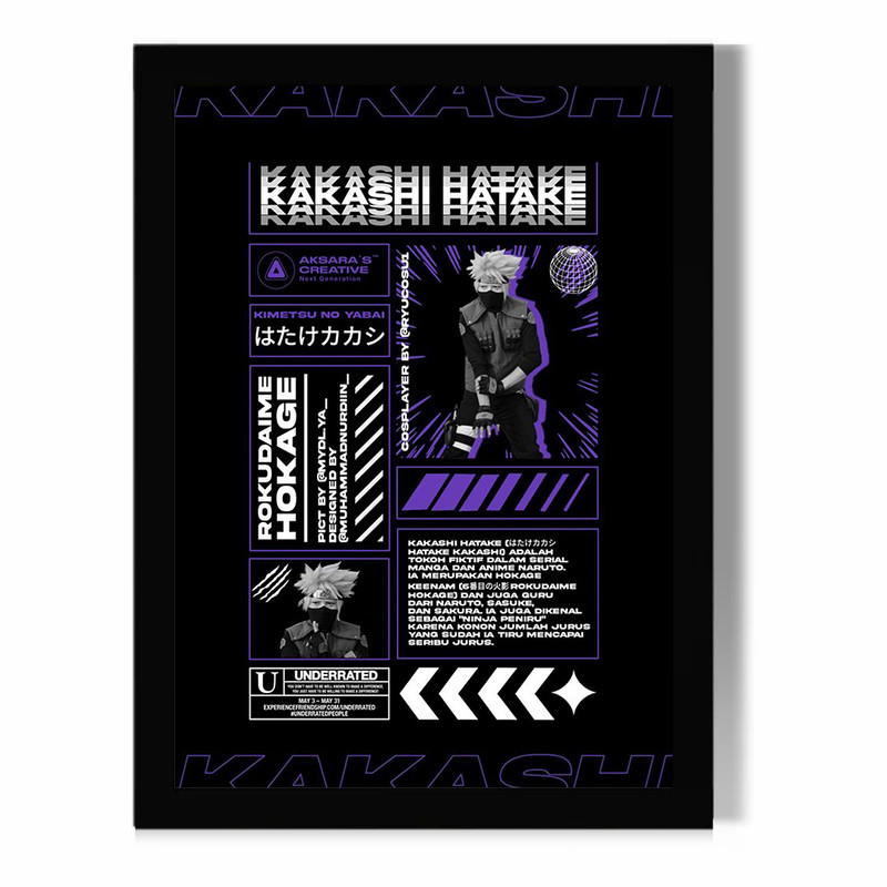 تابلو طرح انیمه ناروتو | Naruto کاراکتر کاکاشی هاتاکه | Kakashi Hatake کد FD074