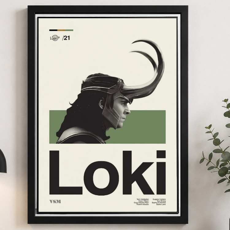 تابلو طرح LOKI مدل دکوراتیو فیلم و سریال فریم مشکی