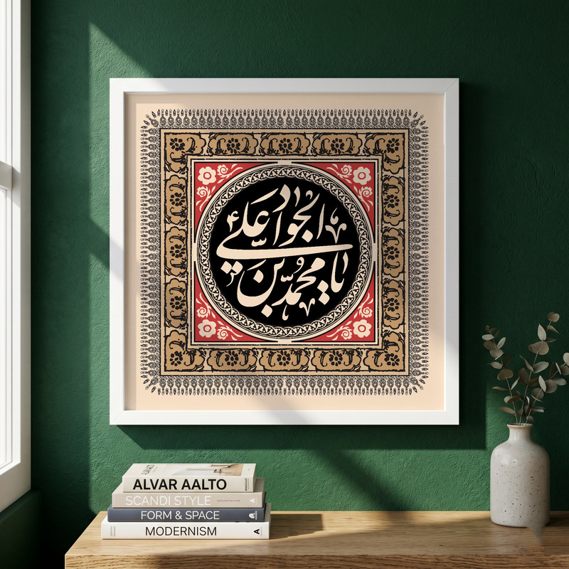 تابلو طرح شهادت امام جواد مدل G14284 فریم سفید