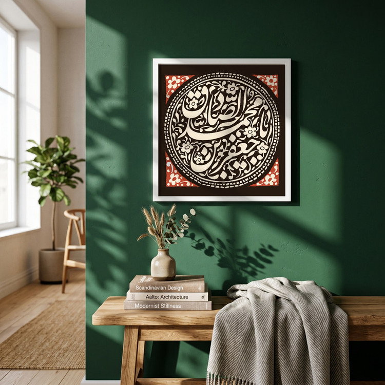 تابلو طرح یا صادق آل الله مدل G15659 فریم سفید