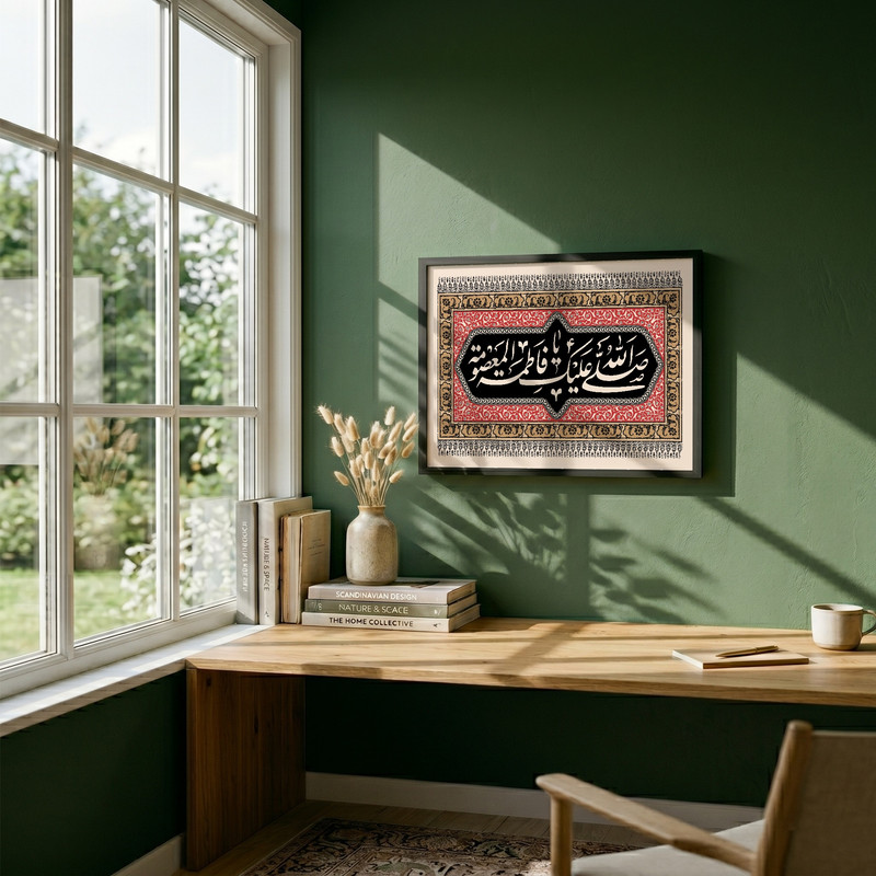 تابلو طرح یا حضرت فاطمه (س) مدل G15628 فریم مشکی