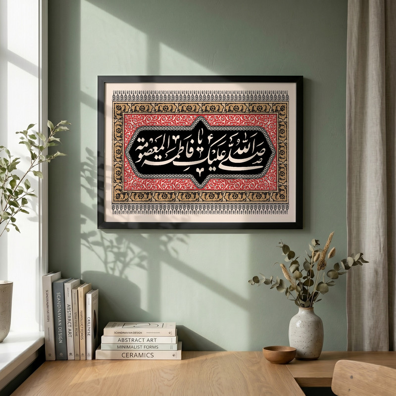 تابلو طرح یا حضرت فاطمه (س) مدل G15628 فریم مشکی