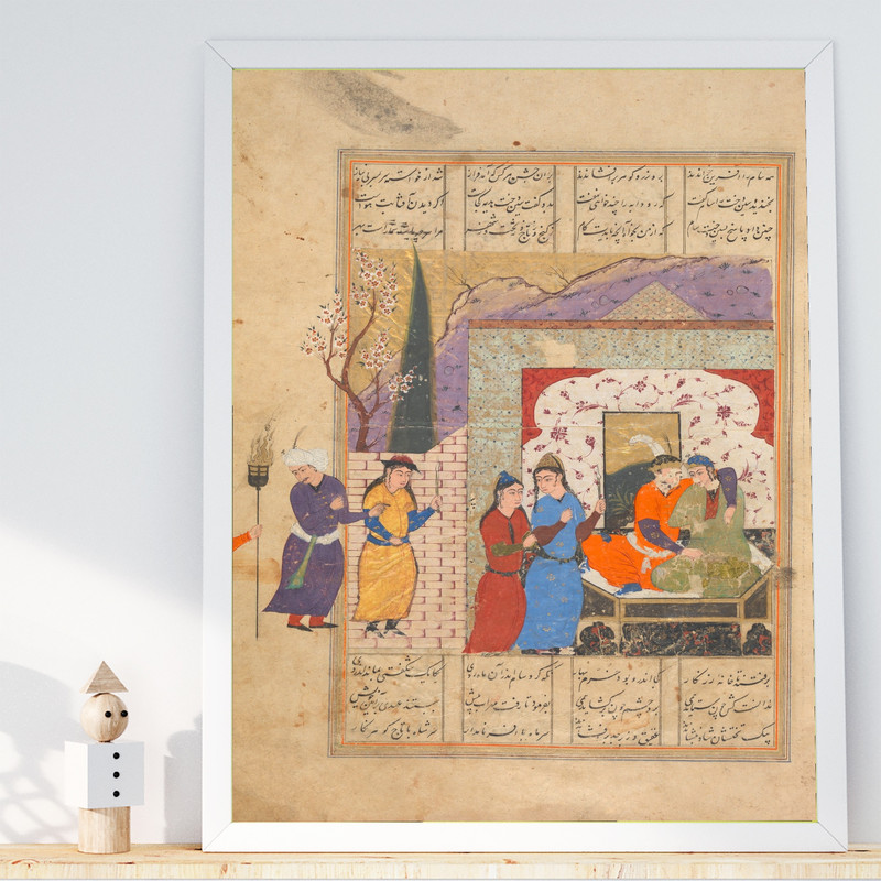 تابلو طرح نگارگری شاهنامه مدل G00813 فریم سفید