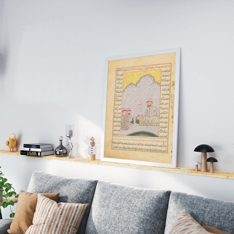 تابلو طرح نگارگری شاهنامه مدل G00121 فریم سفید