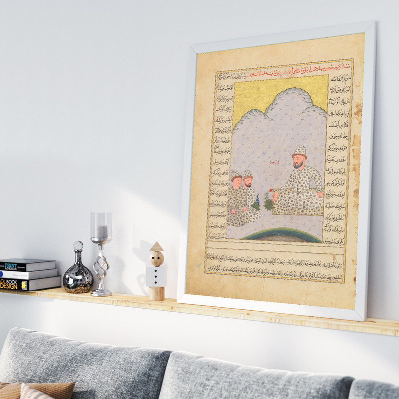 تابلو طرح نگارگری شاهنامه مدل G00121 فریم سفید