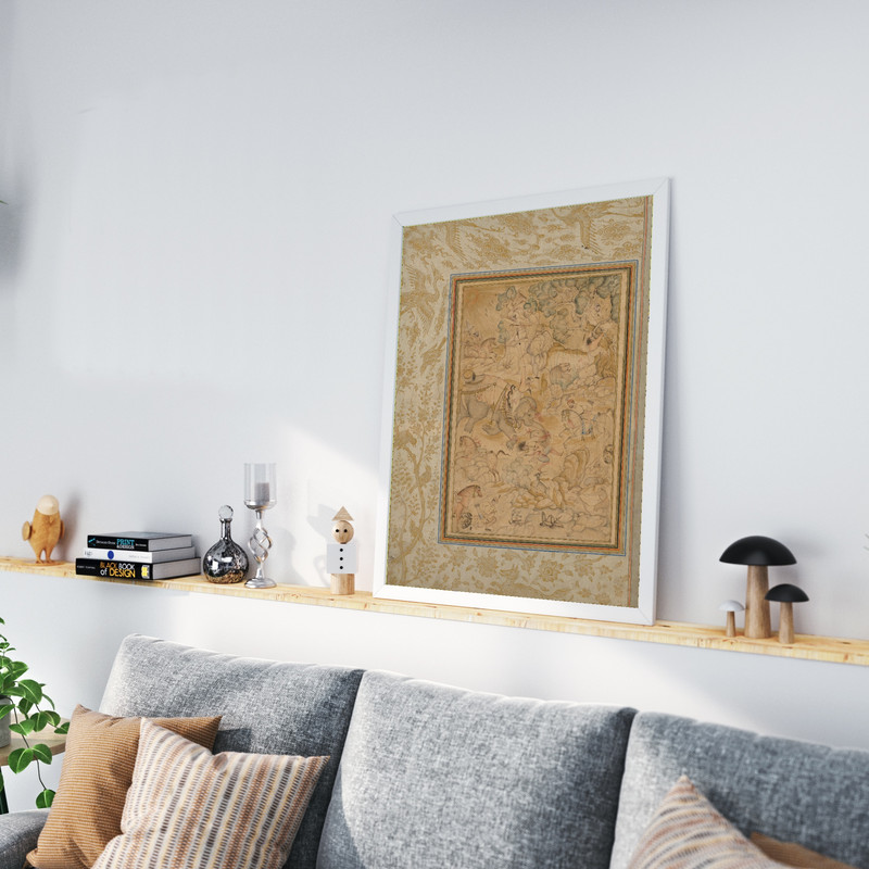 تابلو طرح نگارگری شاهانه مدل G01624 فریم سفید
