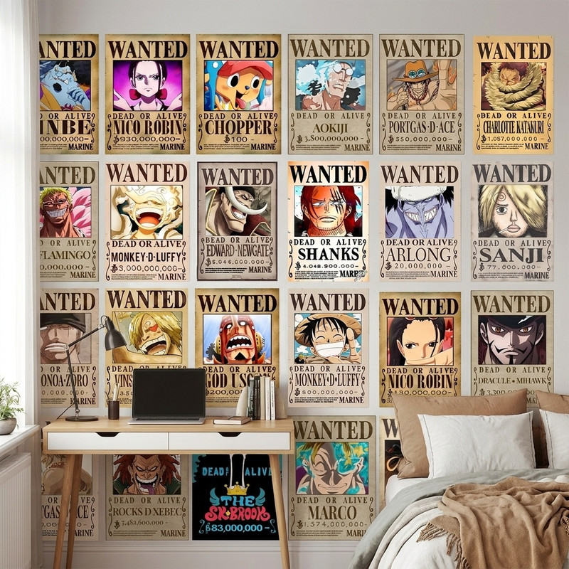 پوستر بووم طرح انیمه وان پیس مدل wanted posters مجموعه 24 عددی کد P2