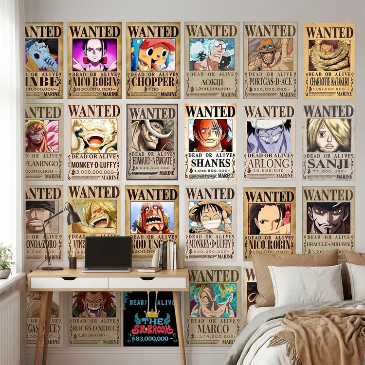 پوستر بووم طرح انیمه وان پیس مدل wanted posters مجموعه 24 عددی کد P2