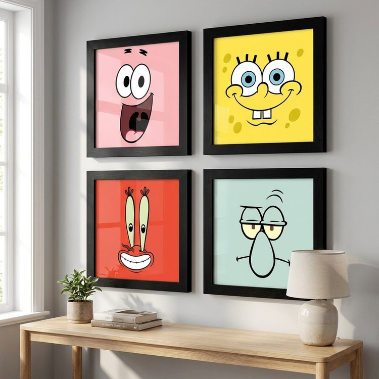 تابلو مدل باب اسفنجی طرح spongebob squarepants مجموعه 4 عددی