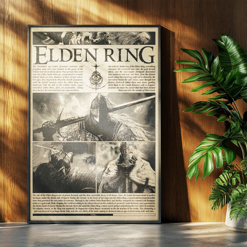 تابلو بکلیت طرح گیمینگ الدن رینگ Elden Ring مدل b-po1647 فریم مشکی