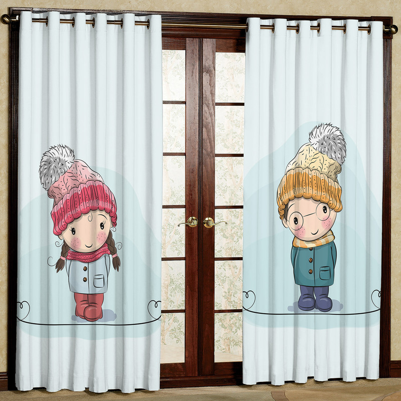 پرده چاپی مدل هازان طرح کودک سایز 280x140 سانتی متر