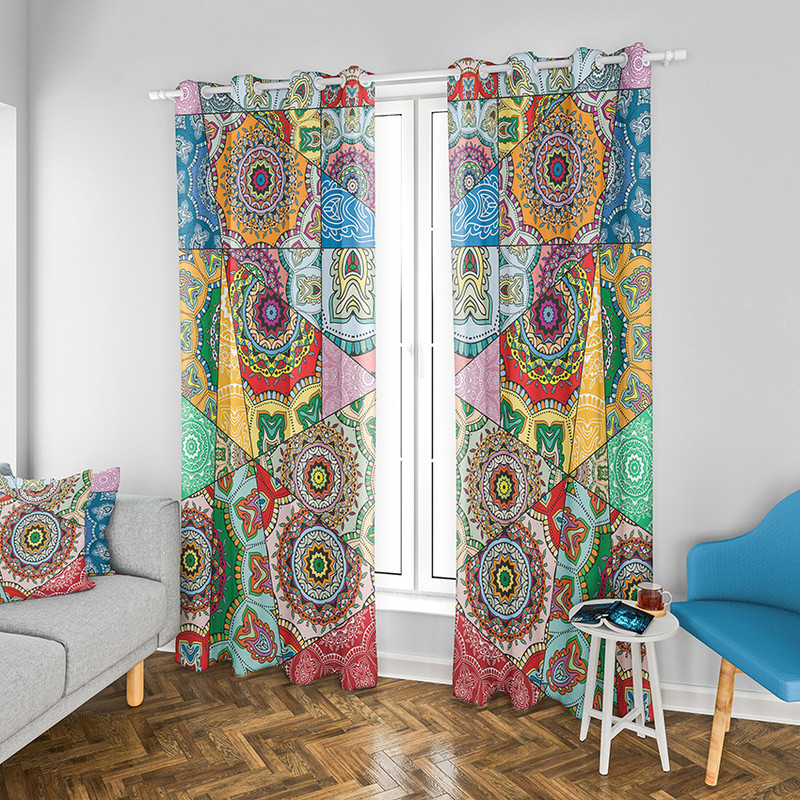 پرده طرح چهل تکه سایز 140x280 سانتی متر