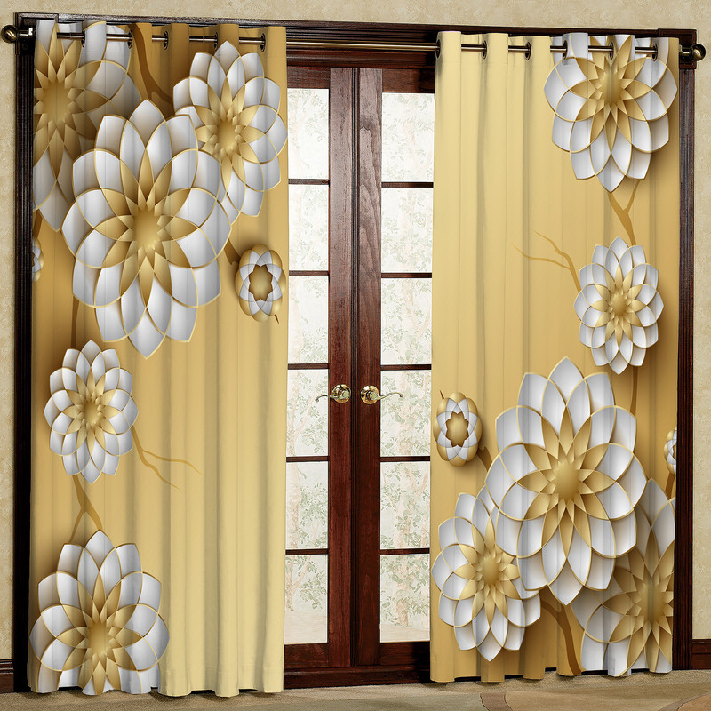 پرده مدل چاپی هازان طرح گل سایز 280x140 سانتی متر