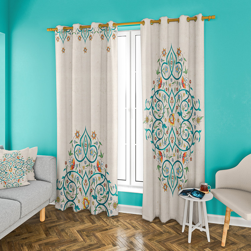 پرده طرح اسلیمی سایز 140x280 سانتی متر