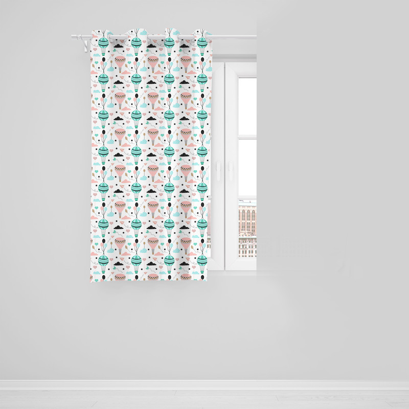پرده مدل مخمل پانچی طرح بالون کد 8030 سایز 140x190 سانتی متر