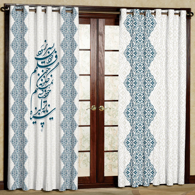 پرده مدل چاپی هازان طرح خوشنویسی سایز 280x140 سانتی متر