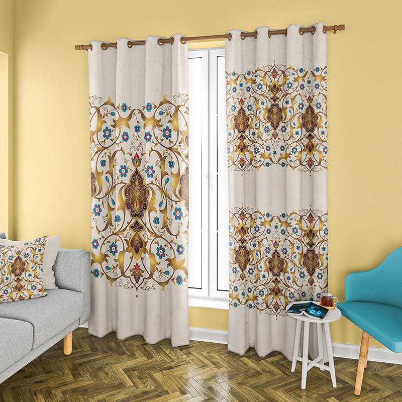 پرده طرح اسلیمی سایز 140x280 سانتی متر