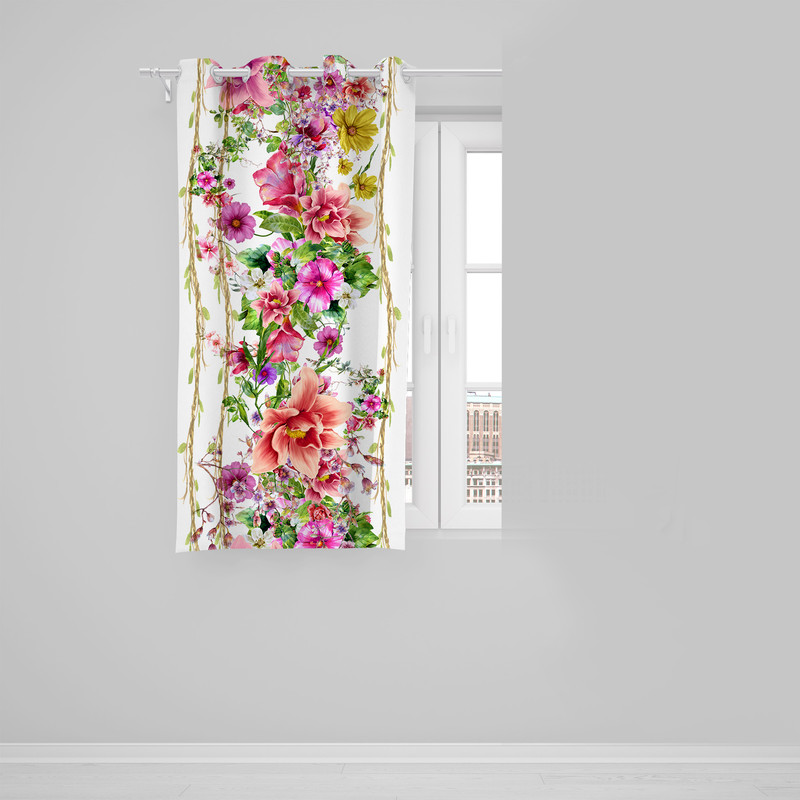 پرده مدل مخمل پانچی طرح گل کد 8004 سایز 140x190سانتی متر