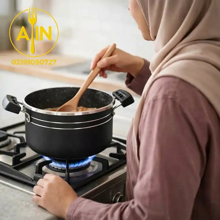 سرویس قابلمه ۱۴ پارچه گرانیتی پروفا رنگ مشکی